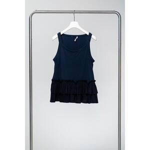 Marni Navy Ruffle Tank Top